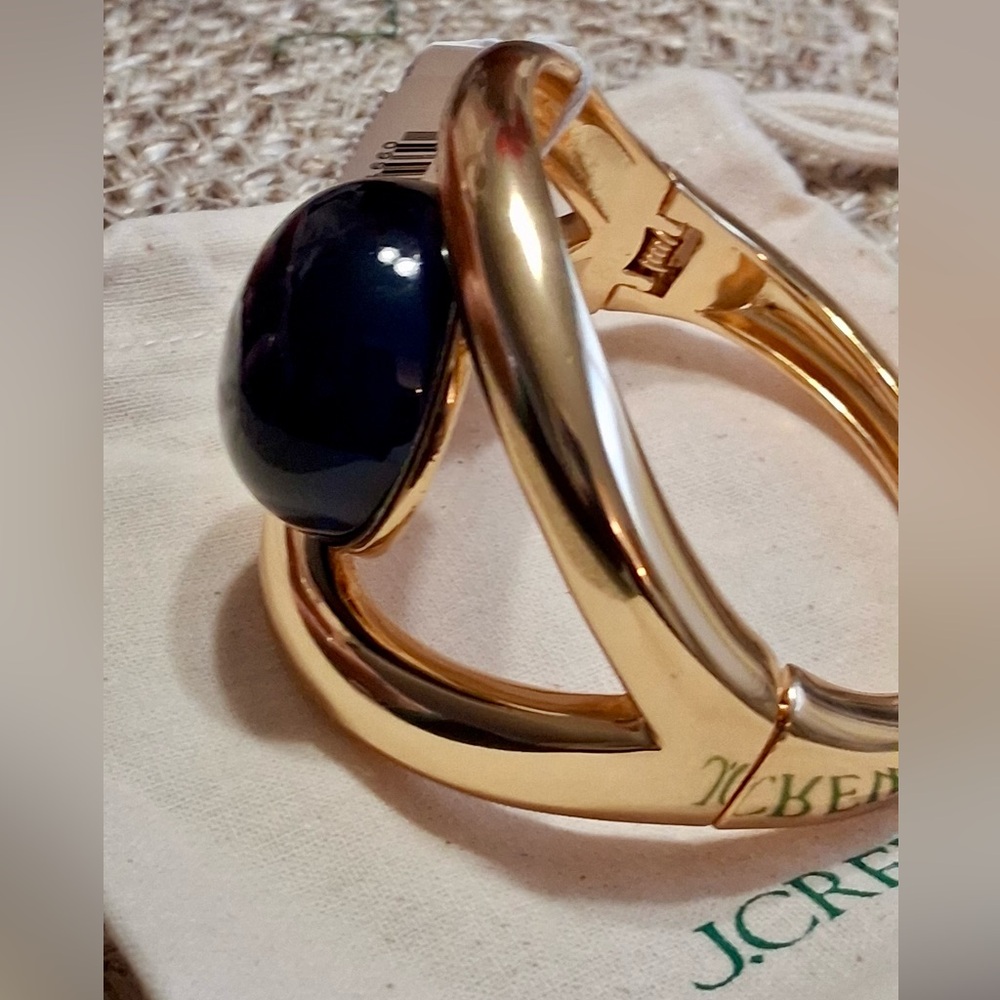 J.CREW WEARABLE ART BLUE STONE CUFF BRACELET NWT - Picture 8 of 9